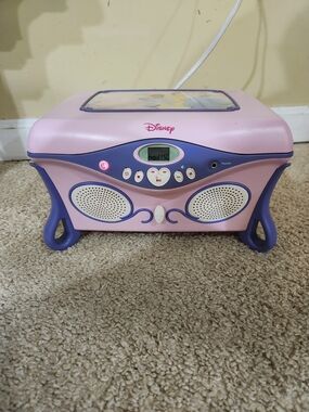 Vintage Disney Pink & Purple Kids CD Player Boom Box Jewelry Box